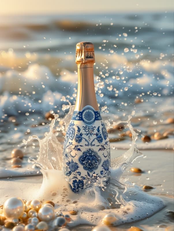 Delft Blue Sea Side Champagne